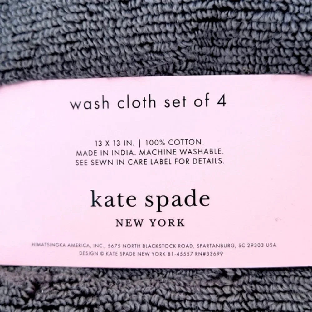 Kate Spade New York set of 4 grey wash cloths with stripes